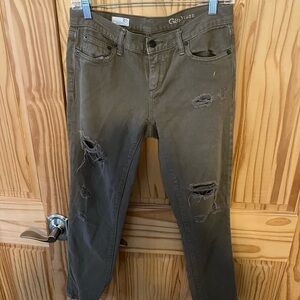 Gap, Size 27 R, Green Distressed Jeans